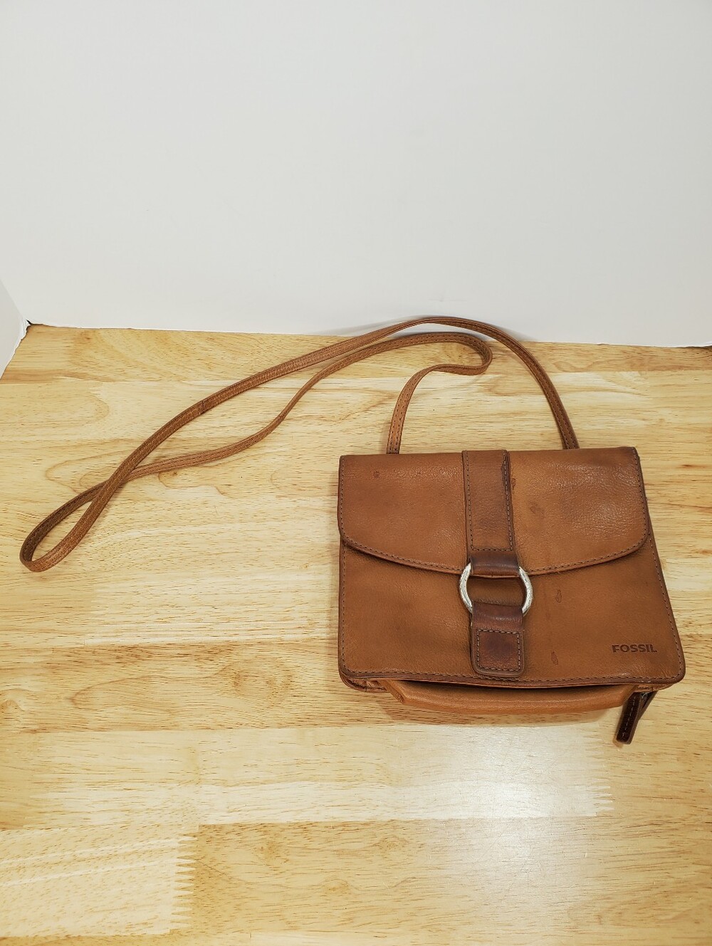 Fossil Tan Brown Leather Crossbody Shoulder Bag Purse Small SL8762
